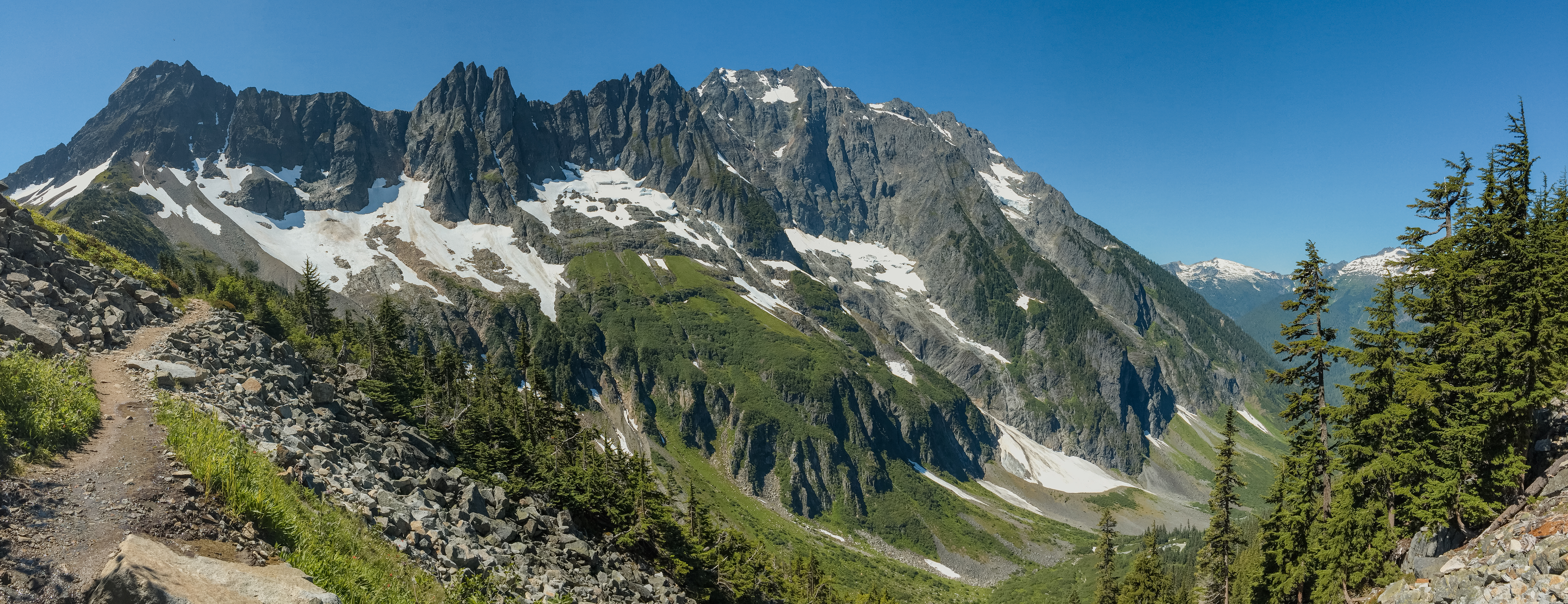 Jagged snow-capped peaks of North Cascades National Park